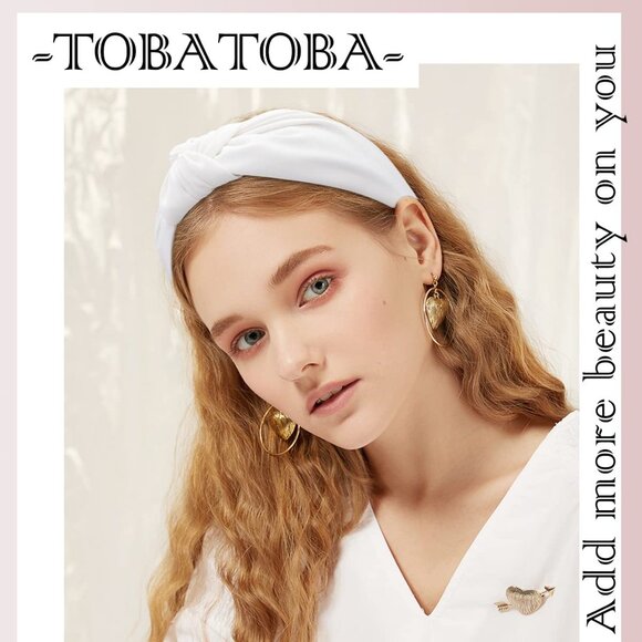 White Headband Knotted Headband for Women, Top Knot Headband Satin Silk White He - Picture 4 of 7